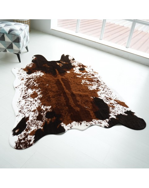 YYTH Faux Fur Cowhide Rug Cow Print Decor - 4.6ft x 6.6ft, Non-Slip - Soft and Fluffy Animal Skin Rugs, Area Animal Print Rug for Living Room Decor, Bedroom Aesthetic, Rustic Western Home Decor