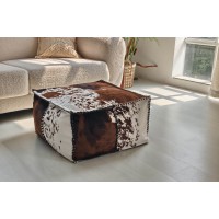  Faux fur cowhide pouf ottoman stool