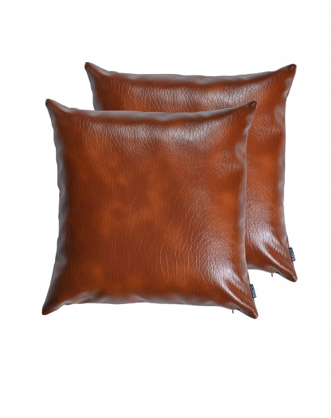 Faux Leather Throw Pillow Cover 18x18 Inch 2 Pack Decorative Pillow Cover Modern Solid Square Pillowcase for Couch Sofa Chair Living Room