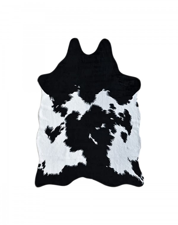 Black Cowhide Rug 8.3 ft x 6.2 ft Cow Print Rug Fa...