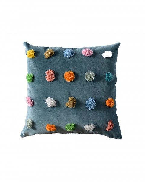 Green INS wind hair ball sofa pillow creative hand light luxury pillowcase with core bedside cushion model room pillow