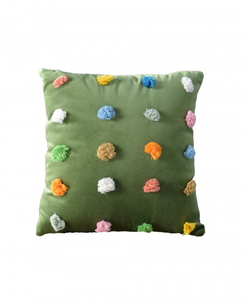 Green INS wind hair ball sofa pillow creative hand light luxury pillowcase with core bedside cushion model room pillow