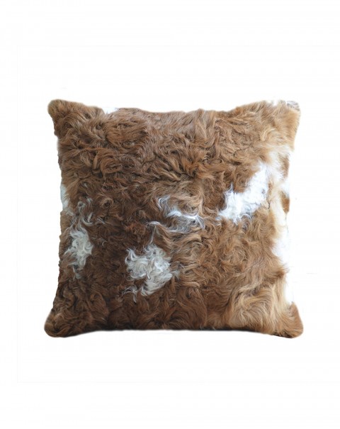 Curly wool long hair throw pillow modern light luxury model room yellow and white cow print fur throw pillow sofa pillow cushion