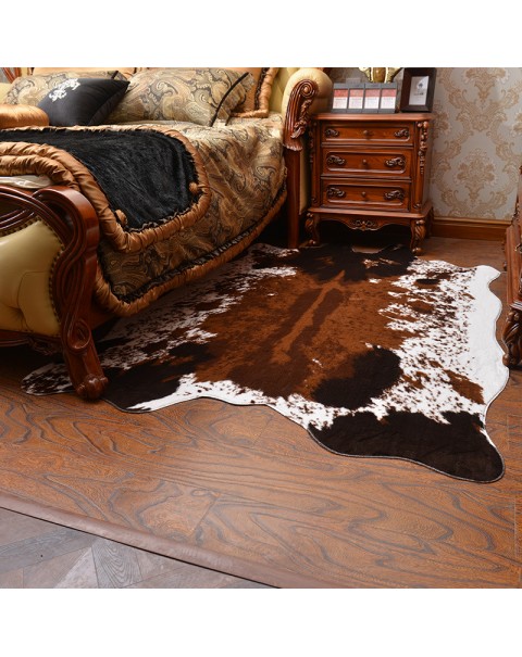 YYTH Faux Fur Cowhide Rug Cow Print Decor - 4.6ft x 6.6ft, Non-Slip - Soft and Fluffy Animal Skin Rugs, Area Animal Print Rug for Living Room Decor, Bedroom Aesthetic, Rustic Western Home Decor