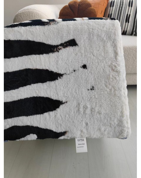 YYTH  zebra printed  faux fur  Stool Ottoman for  Living Room