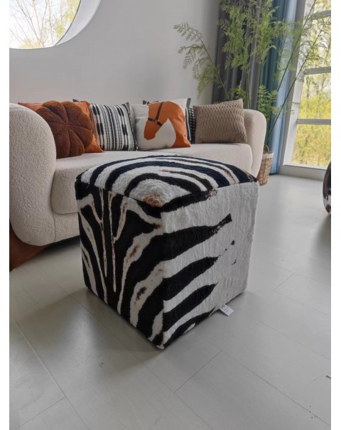 YYTH  zebra printed  faux fur  Stool Ottoman for  Living Room